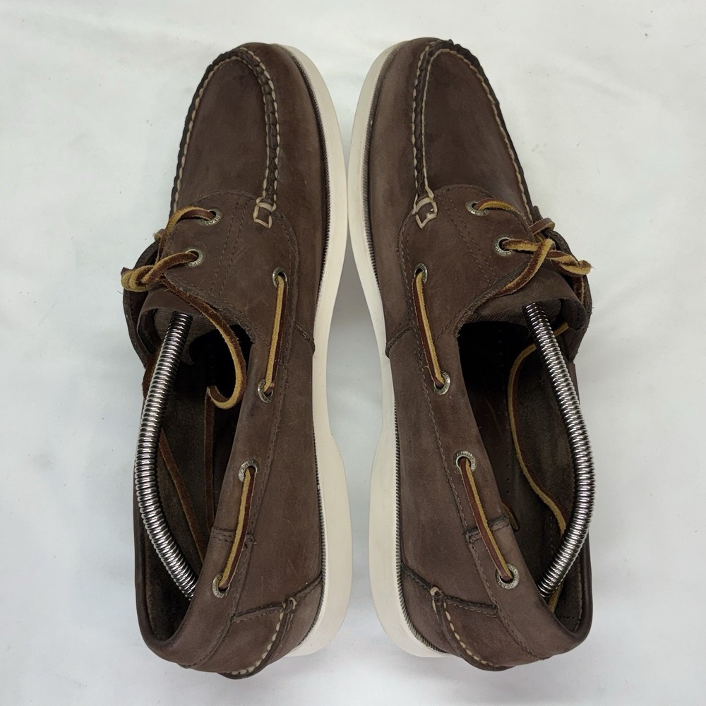 LL Bean Casco Bay Leather Boat Shoes Mens US 10.5 D Brown Moccasin Loafers‎ - Picture 6 of 14
